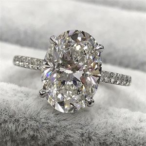 Superbe bague de promesse en argent sterling 925 3ct diamant ovale Cz bagues de fiançailles pour femmes bijoux de doigt de mariée255C