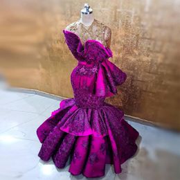 Superbe robes de soirée perlées violettes en perle