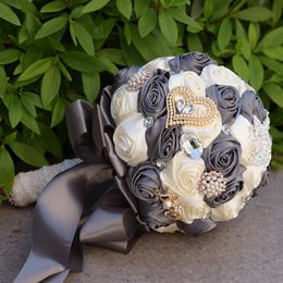 Superbes fleurs de mariage blanc demoiselle d'honneur Bouquets de mariée artificielle Rose Bouquet de mariage fournitures de mariage buque de noiva268P