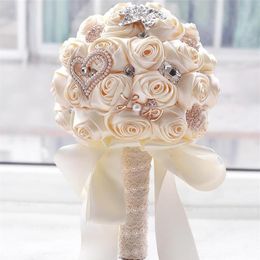 Superbes fleurs de mariage blanc demoiselle d'honneur Bouquets de mariée artificielle Rose Bouquet de mariage fournitures de mariage buque de noiva193v