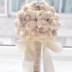 Superbes fleurs de mariage blanc demoiselle d'honneur Bouquets de mariée artificielle Rose Bouquet de mariage fournitures de mariage buque de noiva193v