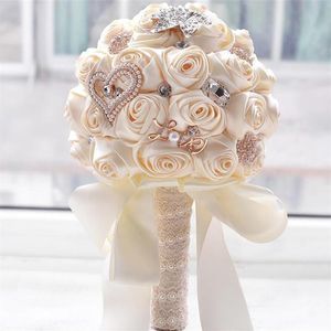 Superbes fleurs de mariage blanc demoiselle d'honneur Bouquets de mariée artificielle Rose Bouquet de mariage fournitures de mariage buque de noiva254I