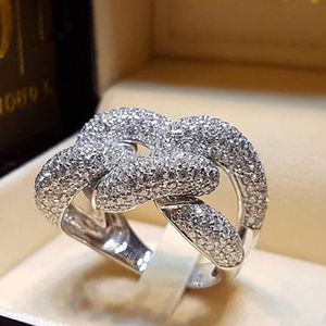 Superbes bagues de mariage bijoux de luxe en argent Sterling 925 pavé saphir blanc CZ diamant fête éternité pierres précieuses femmes bague de fiançailles pour cadeau amoureux