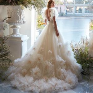 Stuntbride 2024 Sevintage magnifiques robes de mariée longues fleurs 3D appliques de cristal col en V une ligne fête occasion robes de mariée formelles