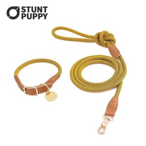 Stunt Puppy Collier de chien en cuir de vache Corde d'escalade Laisse Big s Pitbull Beagle Berger allemand Ceinture de sécurité Produits pour animaux de compagnie LJ201113