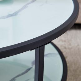 Table basse en verre double espace robuste pour salon familial