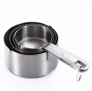 Tasses à mesurer robustes en acier inoxydable, ensemble de 4 pièces, cuillères, outils de cuisson, becs faciles à verser, outils de cuisine, mesure du sec et du liquide SN4219