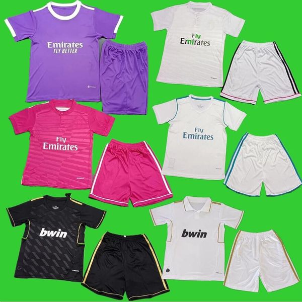 Retro Classic Real Kids Soccer Jerseys 2011 12 14 15 16 17 18 Benzema Marcelo Isco Carvajal Bale Sergio Ramos Ramos Madrid Ronaldo Niños Niños Sets de fútbol Camisa 999