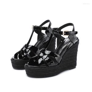 Stijl 221 sandalen helling hiel echt lederen lederen koehide bovenste schapenvacht voering touw wrap klassieke en comfortabele schoenen's