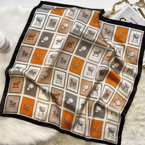 Stijl 70-70 cm Designer Letters Print Floral Silk Scarf Hoofdband voor vrouwen Lange handgreep Bag sjaals TOTE TOTE BAGAGE LICHBON HOOFDE WRIT