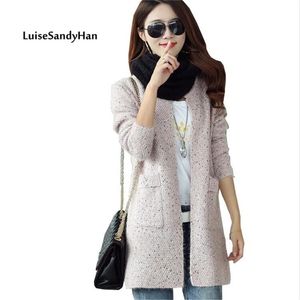 Style automne hiver manteau Cardigan vente femmes poche couleur bonbon Blouse 210427