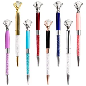 Style Big Diamond Crystal Ballpoint Gift Promotional Metal Pen Luxury Costom Logo stylos