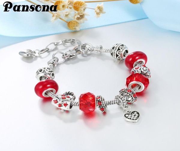 Estilo DIY Moda Mujer Retro Encanto creativo Chapado en plata Pulseras de boda de cristal Brazalete de niña Joyería barata Hebras con cuentas -AA1912672932