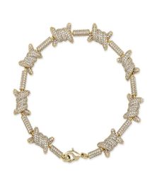 Stijl European Wire armband Persoonlijkheid Cubaanse ketting 18K Goud Volledig zirkoon sieraden Bracelet Jewelry3263232