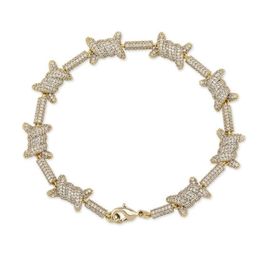 Stijl European Wire armband Persoonlijkheid Cubaanse ketting 18K Goud Volledige zirkoon sieraden Bracelet Jewelry963259999