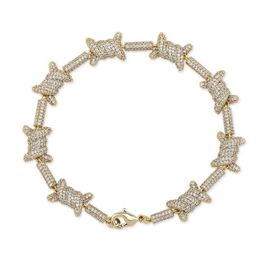Bracelet en fil de style européen, chaîne cubaine de personnalité, bijoux en or 18 carats, entièrement en Zircon, bijoux 2680