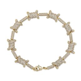 stijl Europese Draadarmband Persoonlijkheid Cubaanse Ketting 18K Goud Volledige Zirkoon Sieraden Armband Jewelry219h