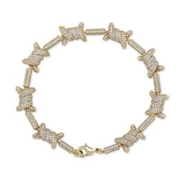 Bracelet en fil de style européen, chaîne cubaine de personnalité, bijoux en or 18 carats, entièrement en Zircon, bijoux 2873
