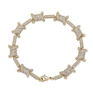 Bracelet en fil de style européen, chaîne cubaine de personnalité, bijoux en or 18 carats, entièrement en Zircon, bijoux 219h