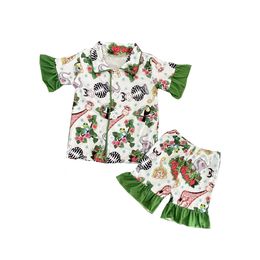 Série de filles et de garçons Style Costumes Shorts à manches courtes Pyjamas Suit Animal Modèle Milk Silk Fabric 240418
