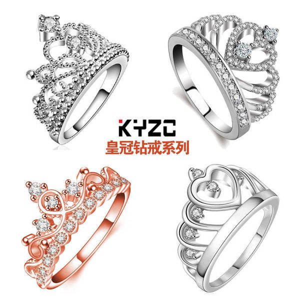 Style Hand Decoration Crown Series Ring Fashion Womens Diamond Ring Personalité