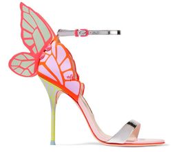 Style livraison gratuite dames nouveaux brevets en cuir sexy high talon d papillon imprimer sophia webster sandales ouverts cols sanals
