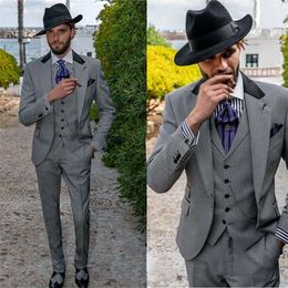 Style Men HoundStooth 3 Suits Weddingstuk Tuxedo Customized Fit Rapel Party Wear Modern Fashion Coat+Pant+Vest