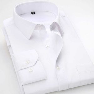 Stijl Heren Shirts Lange Mouw Casual Solid Twill Mannelijke Witte Jurk Shirt Formele Werk Kantoor Menswear Camisa Masculina4XL 210609