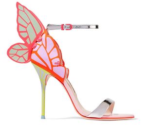 Style Nouvelles dames gratuites 2024 Expédition en cuir breveté Sexy High Heel 3d Butterfly Print Sophia Webster Open Toe Sandales Colorful Chaussures 34-42 128