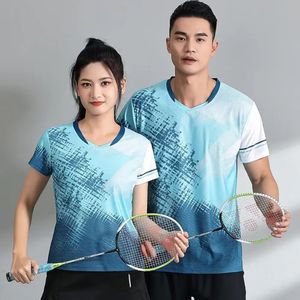 Chemises de badminton à imprimé de style pour hommes femmes sèche à séchage rapide à manches courtes à manches courtes tennis ping pong volleyball vêtements 240522