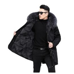 Style pour surmonter le manteau long en fourrure intérieure de vison pour hommes, veste thermique, manteau de vison pour hommes 240110