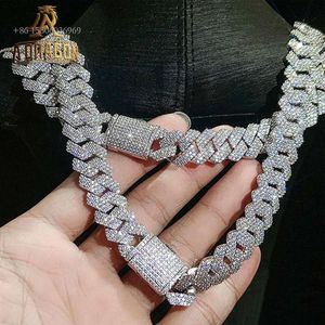 Stijl Vvs Moissanite Cubaanse ketting Iced Out ronde briljant geslepen diamant Sier hiphop armband fijne sieraden