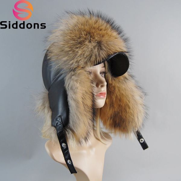 Style hiver ushanka chapeau hommes de bombardier pilote féminin chapeaux de trappeur réel