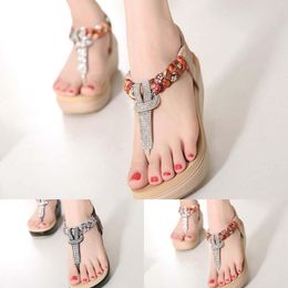 Stijl dames zomer etnische sandalen s schoenen strand badplaats bohemian wig hiel sling voor vrouwen brede schoen Seaide