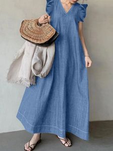 Robe longue de style pour femmes au printemps d'été de robe élégante décontractée à la mode et simple de Corée Aline 240412