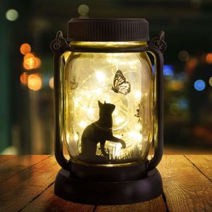 StyleOnme Mobile Outdoor Solar Lanterns, Cat Butterfly Fairy Lights Garden, Mason Jar Solar, Cadeaux pour maman, grand-mère, femmes, tout le monde, mère