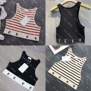 Stijlen 8 damestanks gebreide vesten t shirts ontwerper gestreepte letter mouwloze tops breisels modestijl dames pullover tees ops ees