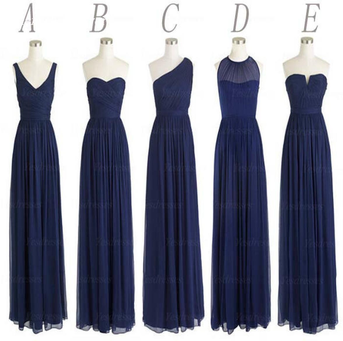 Стильное шифоновое платье длиной до пола, длинное темно-синее вечернее платье, женское свадебное платье целиком 20195885251