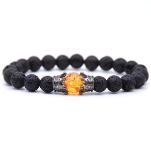 Estilos de piedra natural Pave CZ Pulsera de doble corona para hombres Pulseras de mujer Joyas Pulseira Hombres con cuentas, hebras