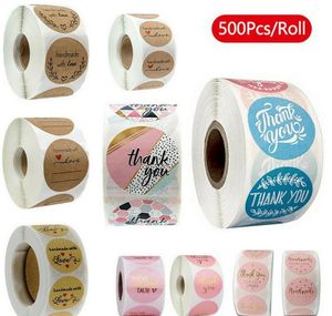 Styles Packaging 500pcs/roll Business Seal Thank 10 Handmade Stickers Decoration Scrapbooking Sticker Flowers Adhesive Heart You jllAx