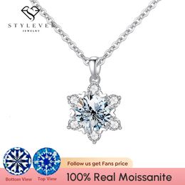 Stylever luxe sneeuwvlok diamant hanger voor vrouwen cadeau 925 sterling zilveren ketting bruisend bruiloft fijne sieraden 240529