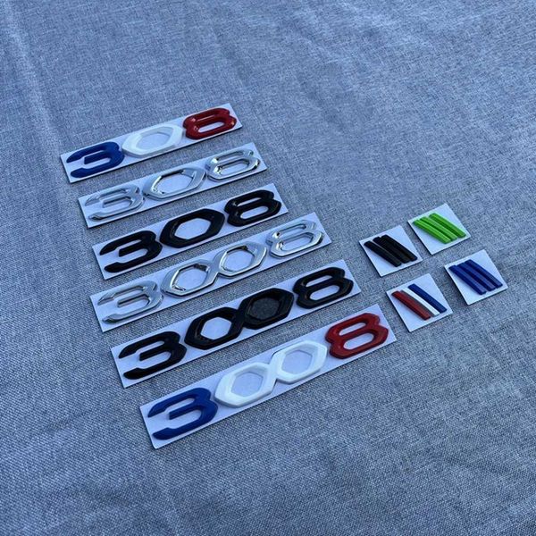 Estilo colorido 3D letras emblema insignia trasera pegatina para maletero calcomanía para Peugeot 206 207 301 307 308 408 508 2008 3008 4008
