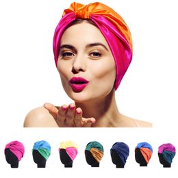 Styling Double-Layer Night Hat Stretch Silk Haar Cap Dames Hoofdband Hijab Bonnet Muslin Turban Haircaring Chemotherapy Satin