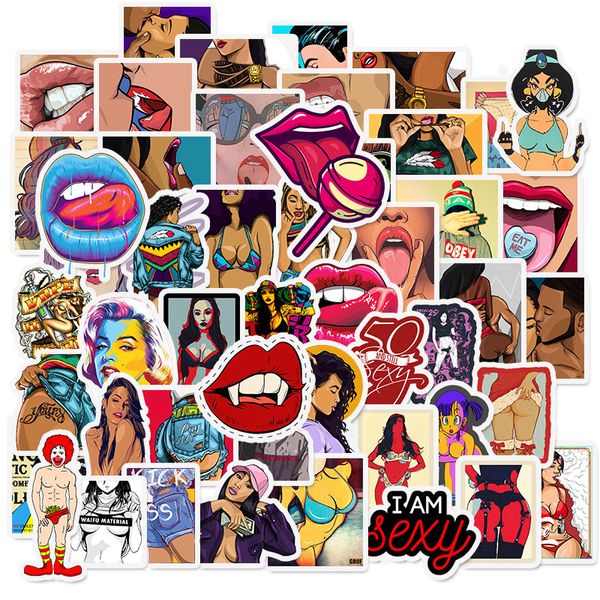 Styling Pvc Tease Vulgar Sexy Lips beauty Girls Pegatinas para Laptop Motocicleta Skateboard Equipaje Calcomanía Juguete LJ201019