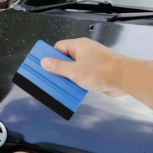 Estilo de vinilo de fibra de carbono ventana removedor de hielo cepillo de limpieza lavado rascador de coche con espátula limpiacristales con fieltro herramienta accesorios de envoltura de película