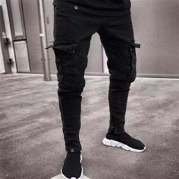 Élégant 19SS Hommes Designer Jeans 2019 Printemps Noir Déchiré Trous En Détresse Conception Jean Crayon Pantalon Poches Hommes Pantalones309m