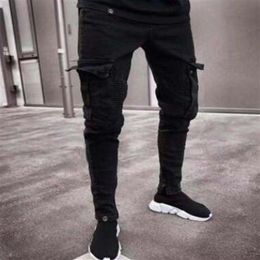 Élégant 19SS Hommes Designer Jeans 2019 Printemps Noir Déchiré Trous Distressed Conception Jean Crayon Pantalon Poches Hommes Pantalones276F