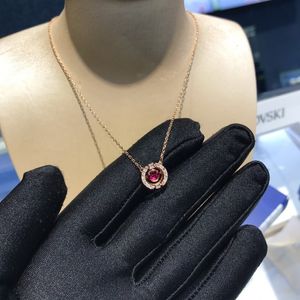 Stijlvolle en klassieke sprankelende dansronde ketting met kloppende hart roze edelsteen hanger 520 Valentijnsdag verjaardagscadeau