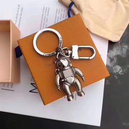 Porte-clés d'astronaute élégant, design en acier titane, boîte cadeau assortie 324D