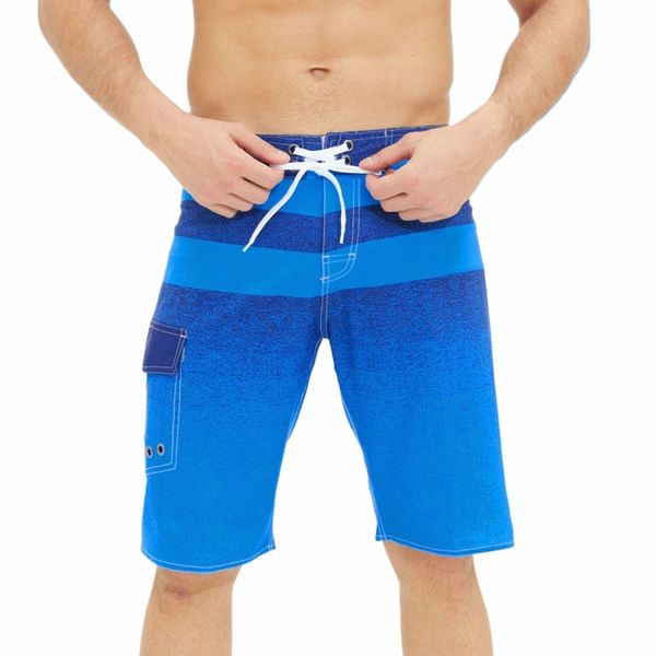 Short de bain élégant pour hommes, couleur contrastée, troncs en Patchwork, Bandage, grande poche latérale, short hawaïen décontracté, usage quotidien, 2334 #